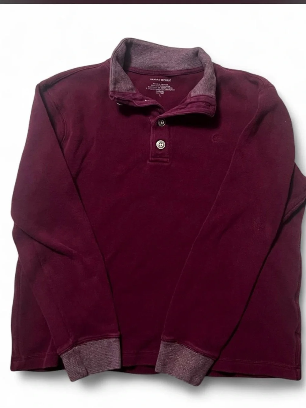 Banana Republic Men's Burgundy Quarter-Button Pullover #granolagirl